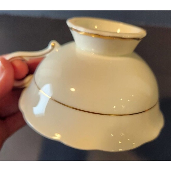 Paragon Double Warrant Cabbage Rose Teacup w/Pale Blue/Pink Gold, Footed - Picture 4 of 5